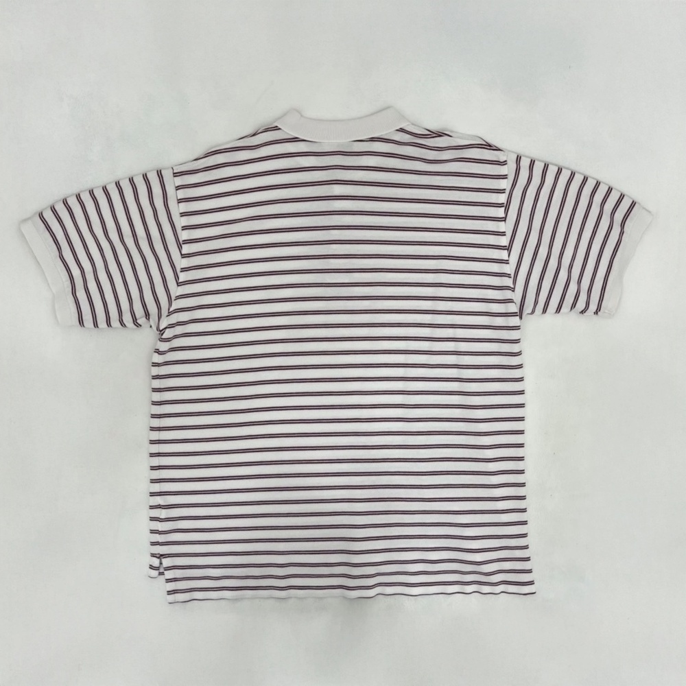 Brooks Brothers Mens X-Large Polo Shirt White Red Striped Fleece Short Sleeve - Picture 6 of 8